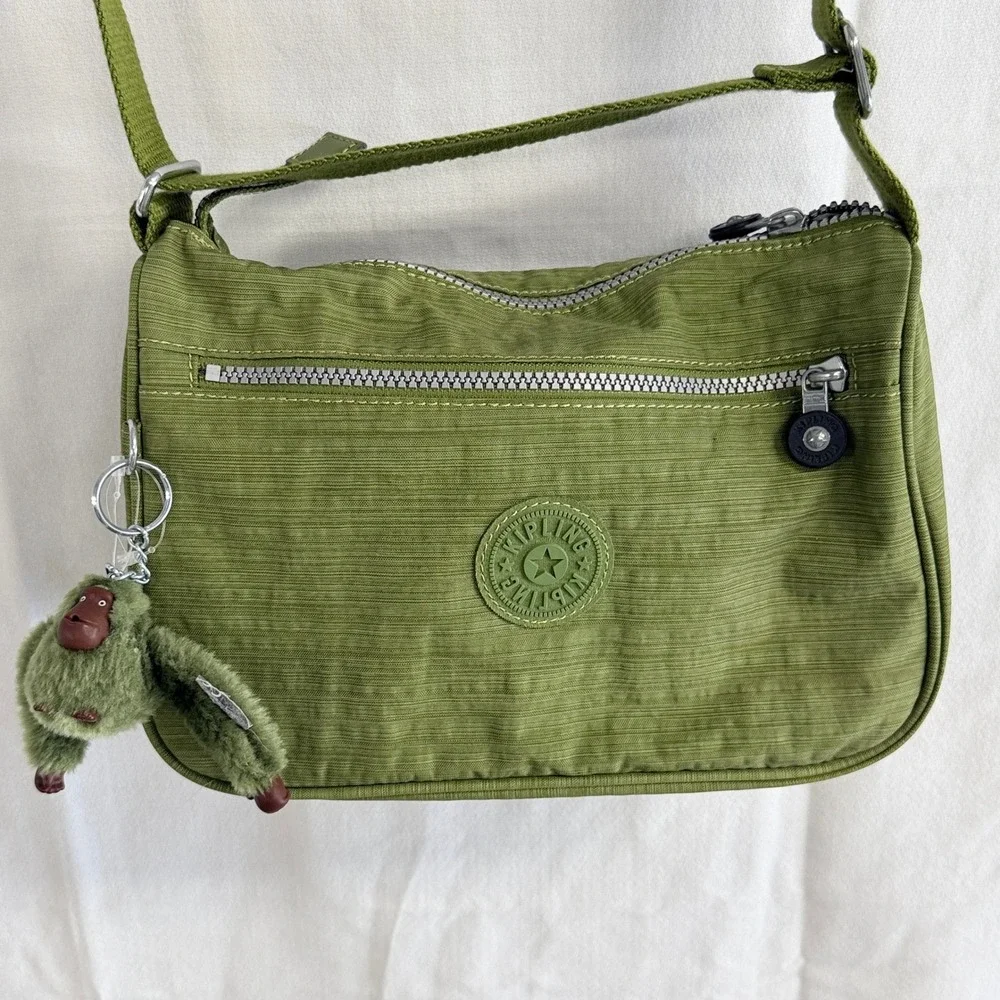 Green Kipling Tote Bag / Purse with Green Gorilla Charm